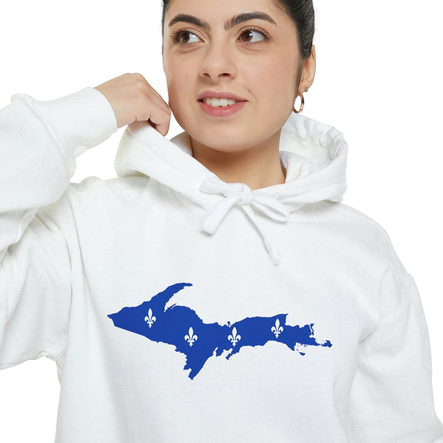 Michigan Upper Peninsula Hoodie (w/ UP Quebec Flag Outline) | Unisex Garment-Dyed