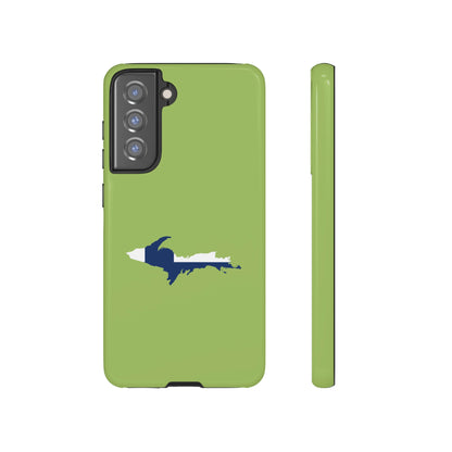 Michigan Upper Peninsula Tough Phone Case (Gooseberry Green w/ UP Finland Flag Outline) | Samsung & Pixel Android