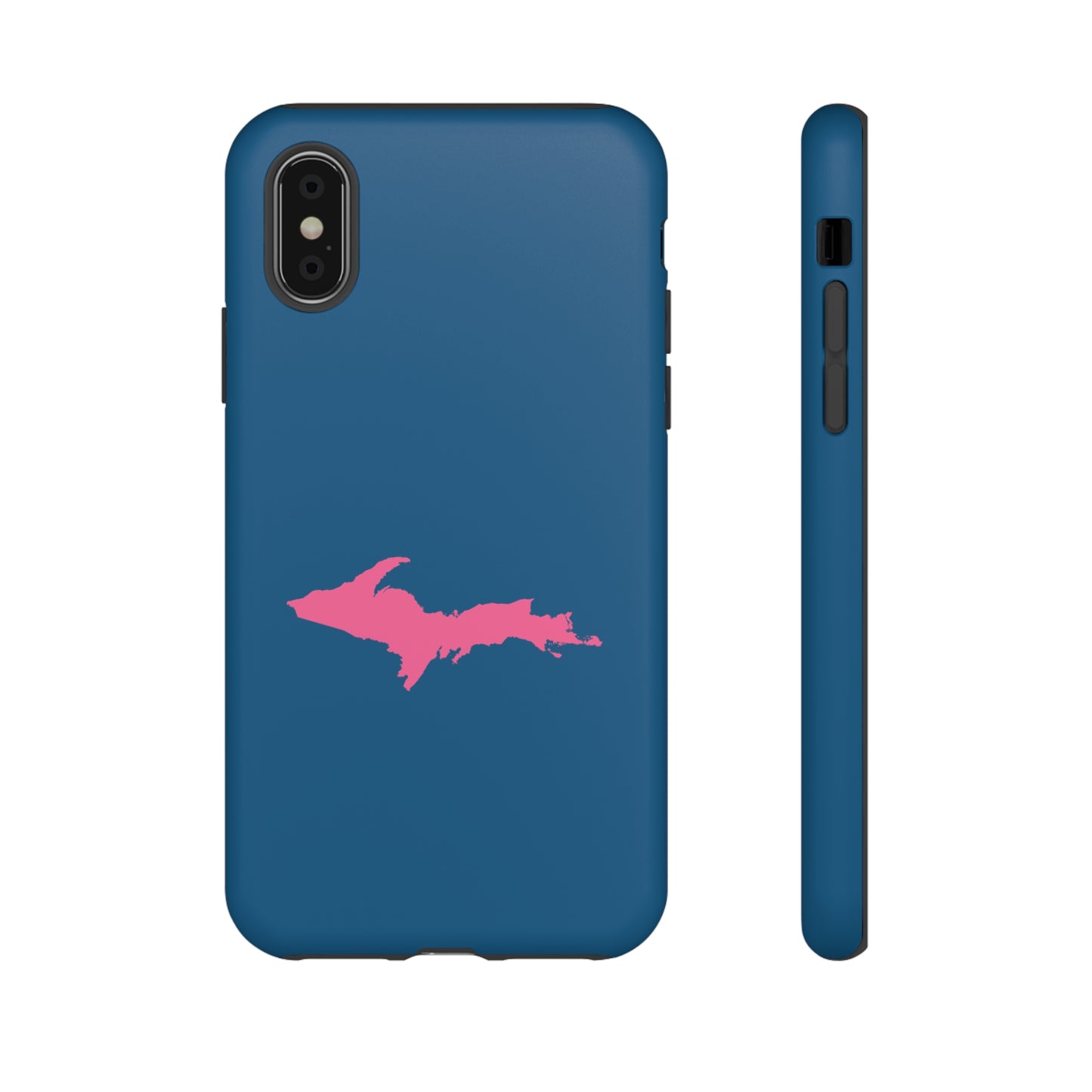 Michigan Upper Peninsula Tough Phone Case (Blueberry w/ Pink UP Outline) | Apple iPhone