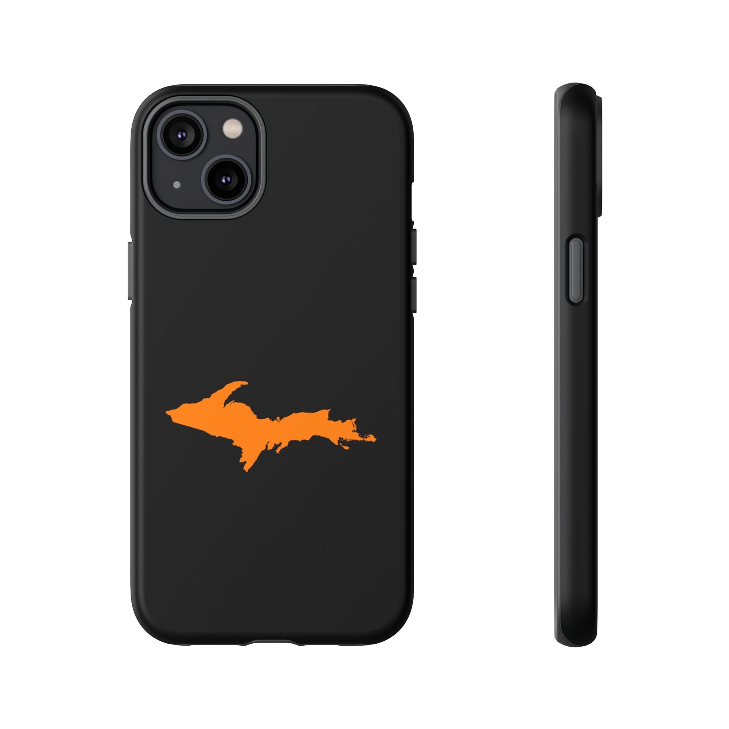 Michigan Upper Peninsula Tough Phone Case (Black w/ Orange UP Outline) | Apple iPhone