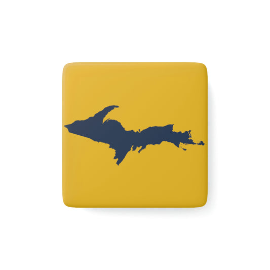 Michigan Upper Peninsula Porcelain Magnet (Gold w/ Navy UP Outline)