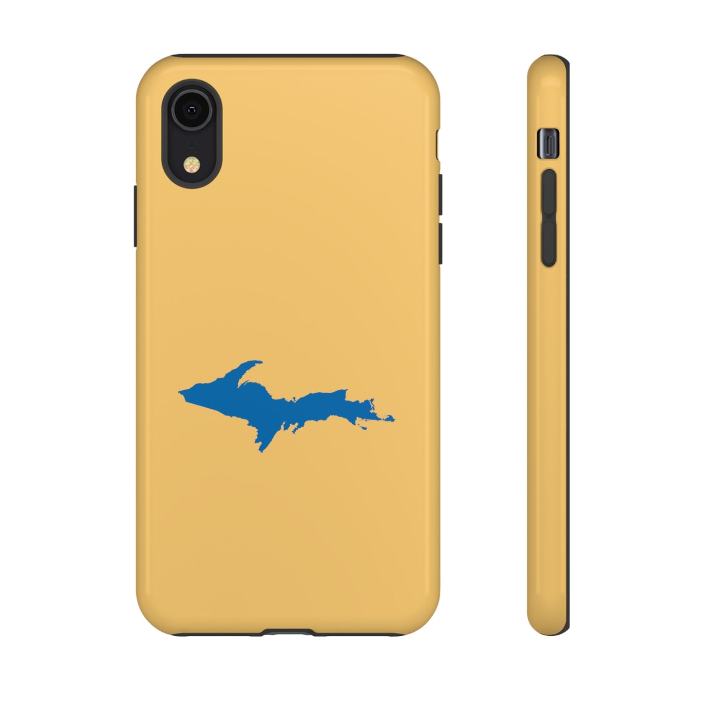 Michigan Upper Peninsula Tough Phone Case (Citrine w/ Azure UP Outline) | Apple iPhone