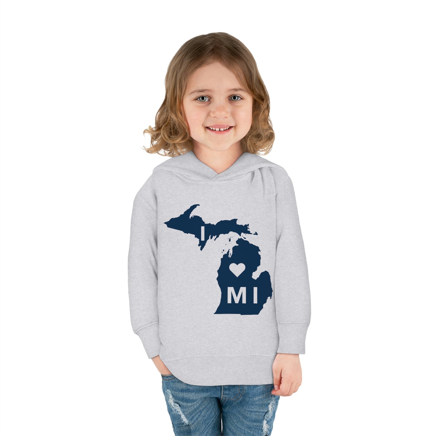 Michigan 'I ♡ MI' Hoodie (w/Full Body Outline| Unisex Toddler