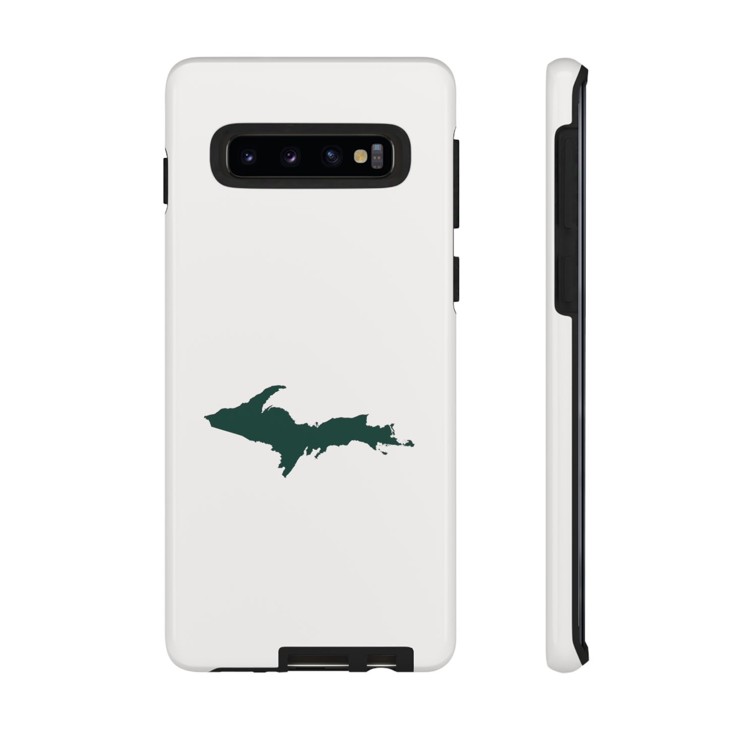 Michigan Upper Peninsula Tough Phone Case (Birch Bark White w/ Green UP Outline) | Samsung & Pixel Android