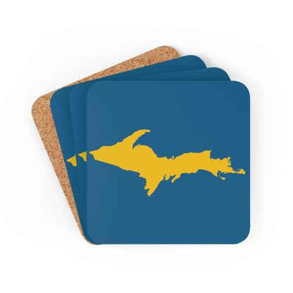 Michigan Upper Peninsula Coaster Set (Blueberry w/ Gold UP Outline) | Corkwood - 4 pack