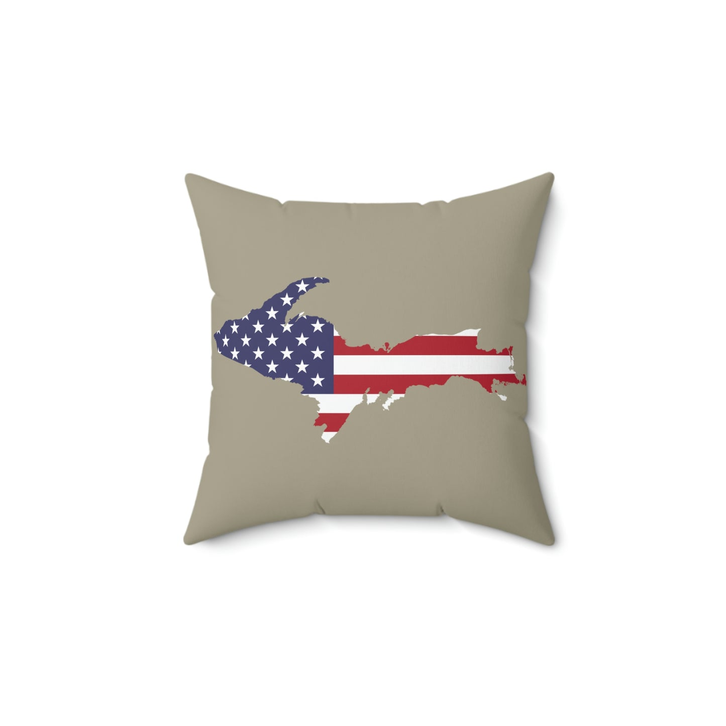 Michigan Upper Peninsula Accent Pillow (w/ UP USA Flag Outline) | Petoskey Stone Beige