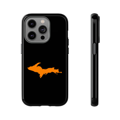 Michigan Upper Peninsula Tough Phone Case (Black w/ Orange UP Outline) | Apple iPhone