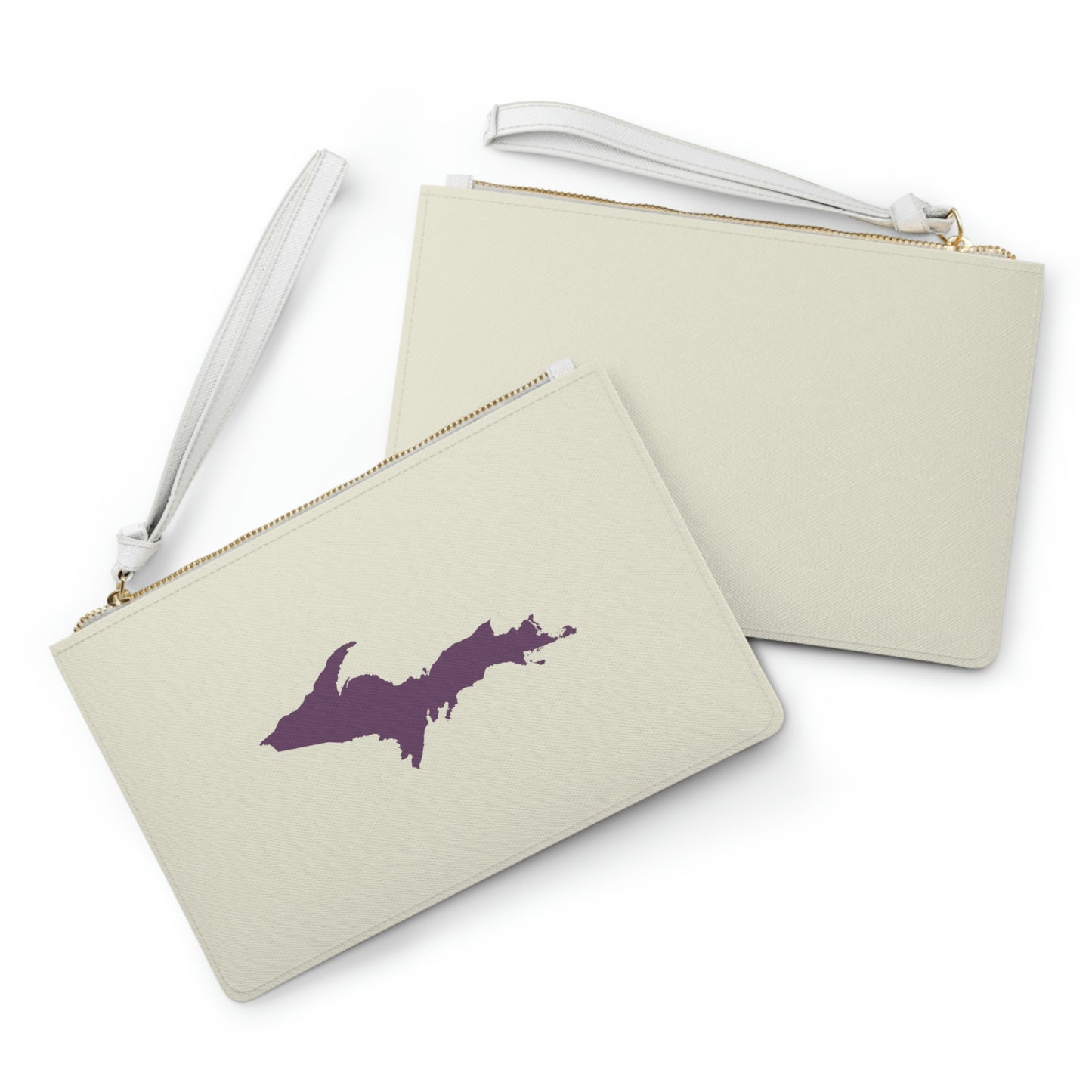 Michigan Upper Peninsula Clutch Bag (Ivory w/ Plum UP Outline)