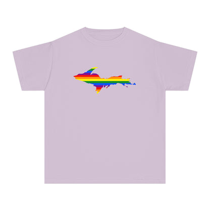 Michigan Upper Peninsula T-Shirt (w/ UP Pride Flag Outline) | Youth Garment-Dyed