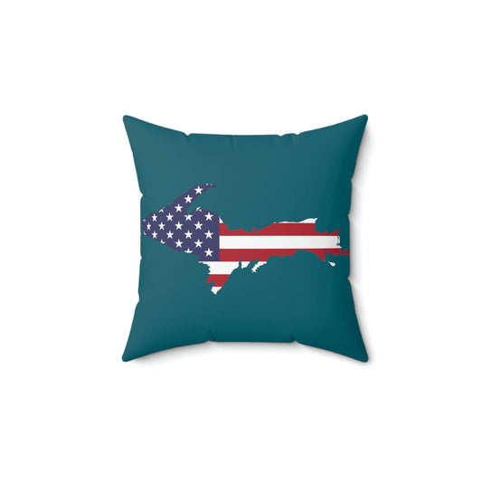 Michigan Upper Peninsula Accent Pillow (w/ UP USA Flag Outline) | Auburn Hills Blue