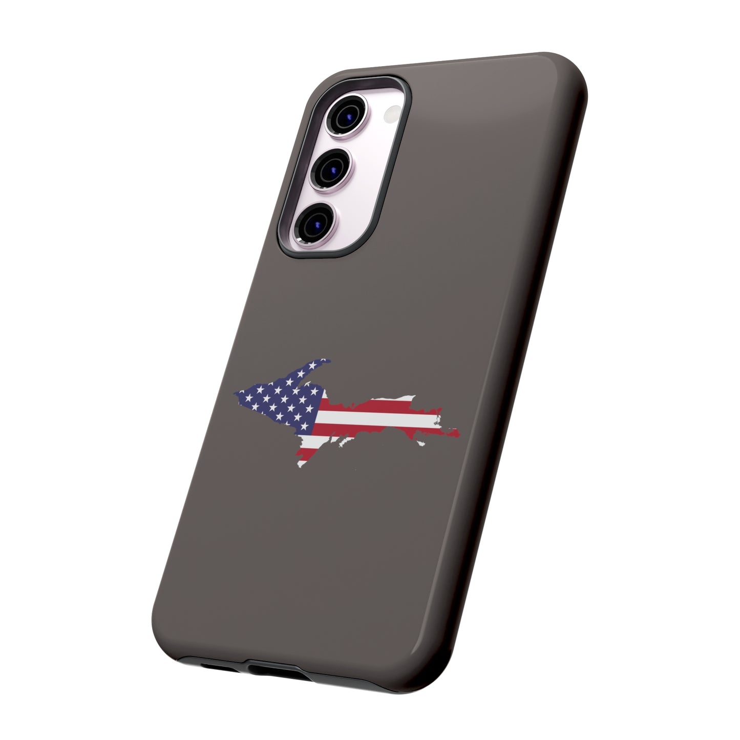 Michigan Upper Peninsula Tough Phone Case (Warren Tank Grey w/ UP USA Flag Outline) | Samsung & Pixel Android