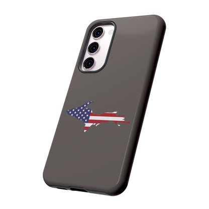 Michigan Upper Peninsula Tough Phone Case (Warren Tank Grey w/ UP USA Flag Outline) | Samsung & Pixel Android