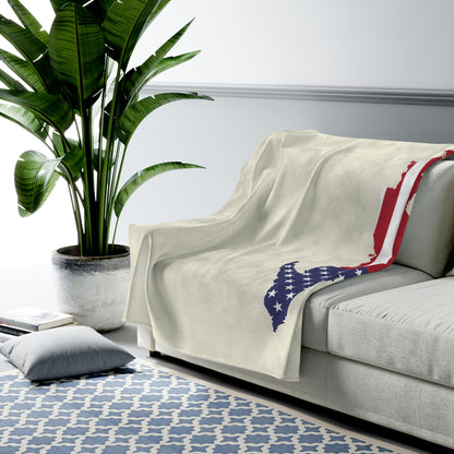 Michigan Upper Peninsula Plush Blanket (w/ UP USA Flag Outline) | Ivory White