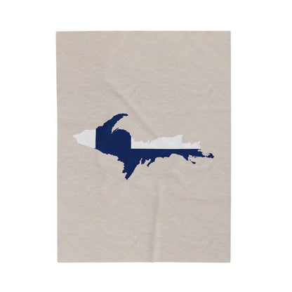 Michigan Upper Peninsula Plush Blanket (w/ UP Finland Flag Outline) | Canvas Color