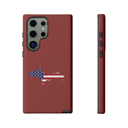 Michigan Upper Peninsula Tough Phone Case (Ore Dock Red w/ UP USA Flag Outline) | Samsung & Pixel Android