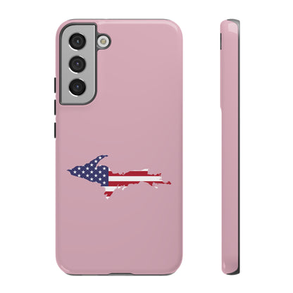 Michigan Upper Peninsula Tough Phone Case (Pink w/ UP USA Flag Outline) | Samsung & Pixel Android