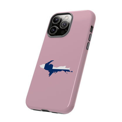 Michigan Upper Peninsula Tough Phone Case (Pink w/ UP Finland Flag Outline) | Apple iPhone