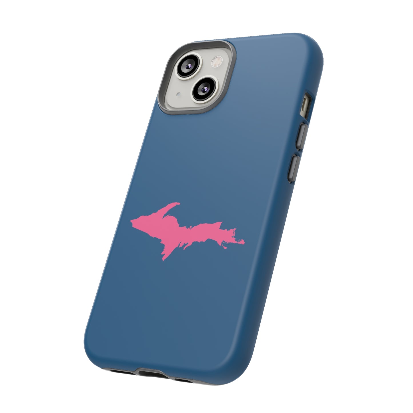 Michigan Upper Peninsula Tough Phone Case (Blueberry w/ Pink UP Outline) | Apple iPhone