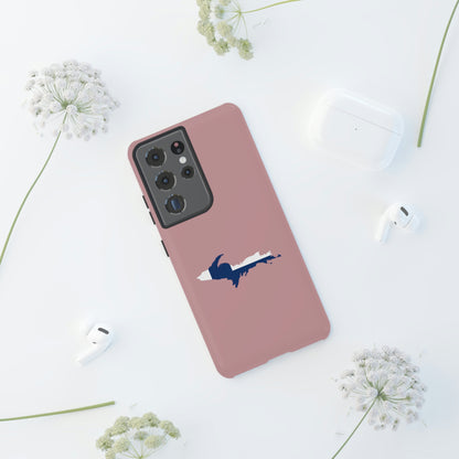 Michigan Upper Peninsula Tough Phone Case (Cherry Blossom Pink w/ UP Finland Flag Outline) | Samsung & Pixel Android