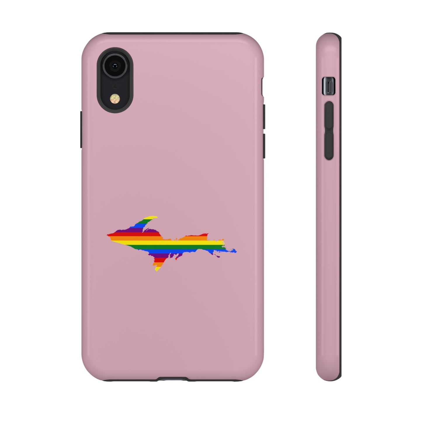 Michigan Upper Peninsula Tough Phone Case (Pink w/ UP Pride Flag Outline) | Apple iPhone