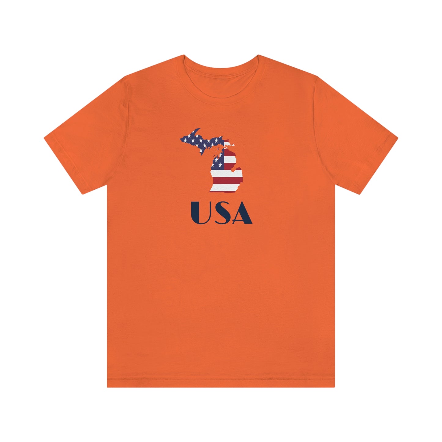 Michigan 'USA' T-Shirt (w/ MI USA Flag Outline) | Unisex Standard Fit