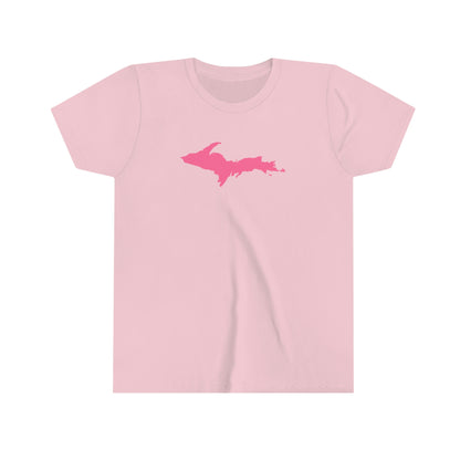 Michigan Upper Peninsula T-Shirt (w/ Pink UP Outline) | Youth Short Sleeve