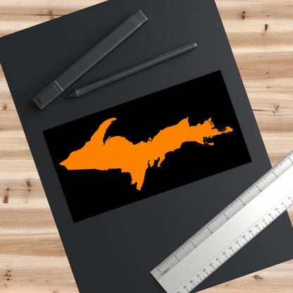 Michigan Upper Peninsula Bumper Sticker (w/ Orange UP Outline) | Black Background