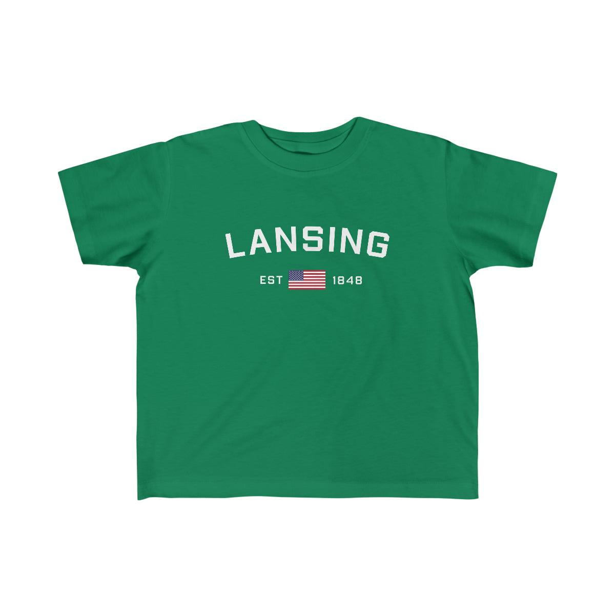 'Lansing EST 1848' T-Shirt  (w/USA Outline Font) | Toddler Short Sleeve - Circumspice Michigan