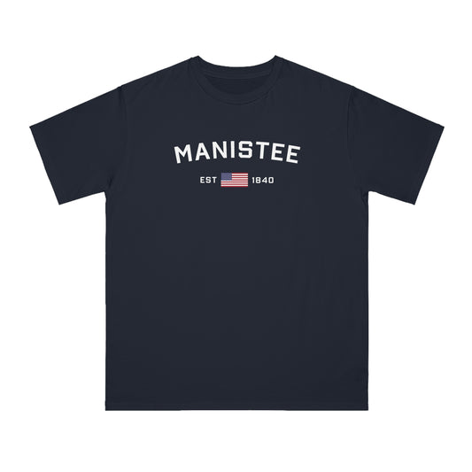 'Manistee EST 1840' T-Shirt (w/ USA Flag | Organic Unisex