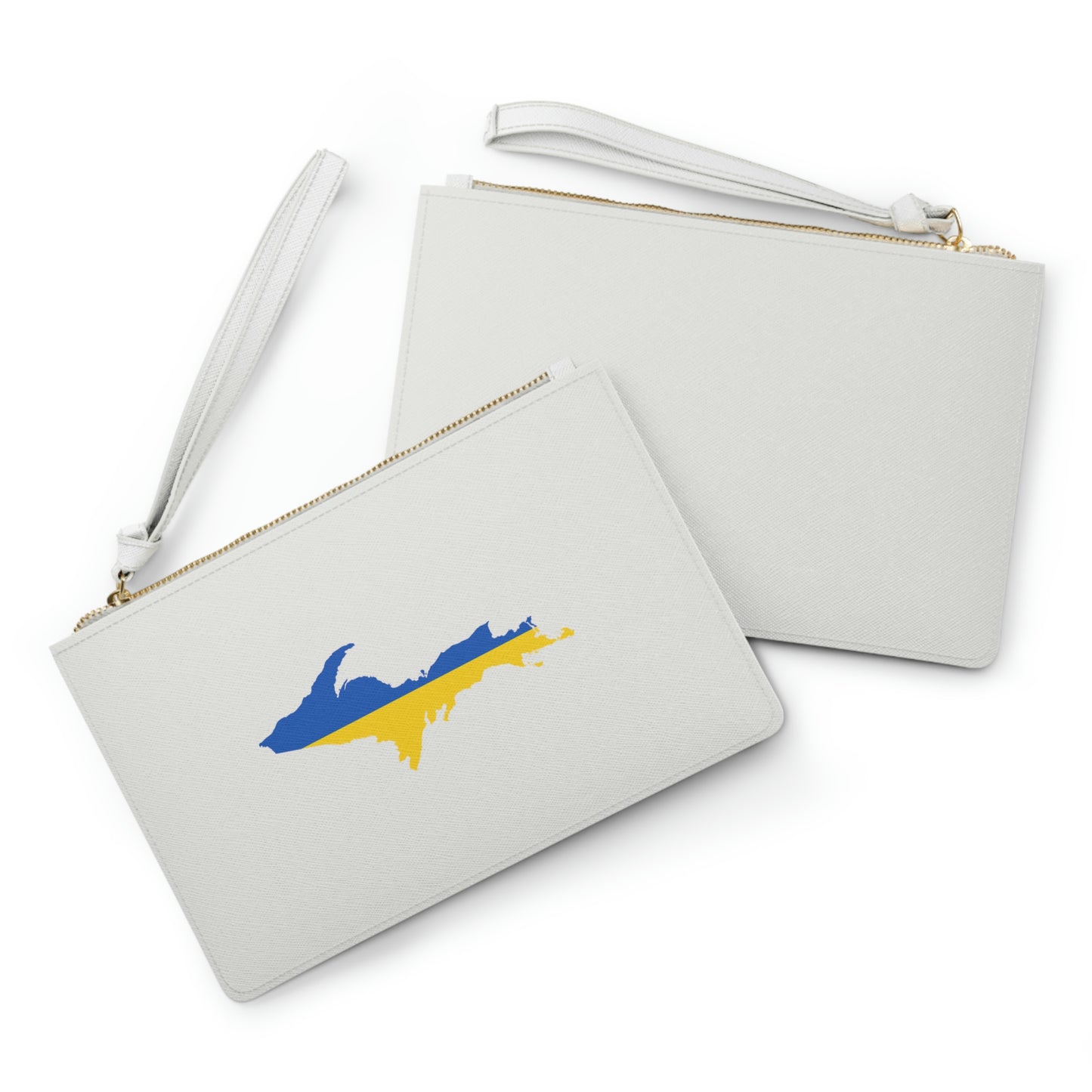 Michigan Upper Peninsula Clutch Bag (Birch Bark White w/ UP Ukraine Flag Outline)