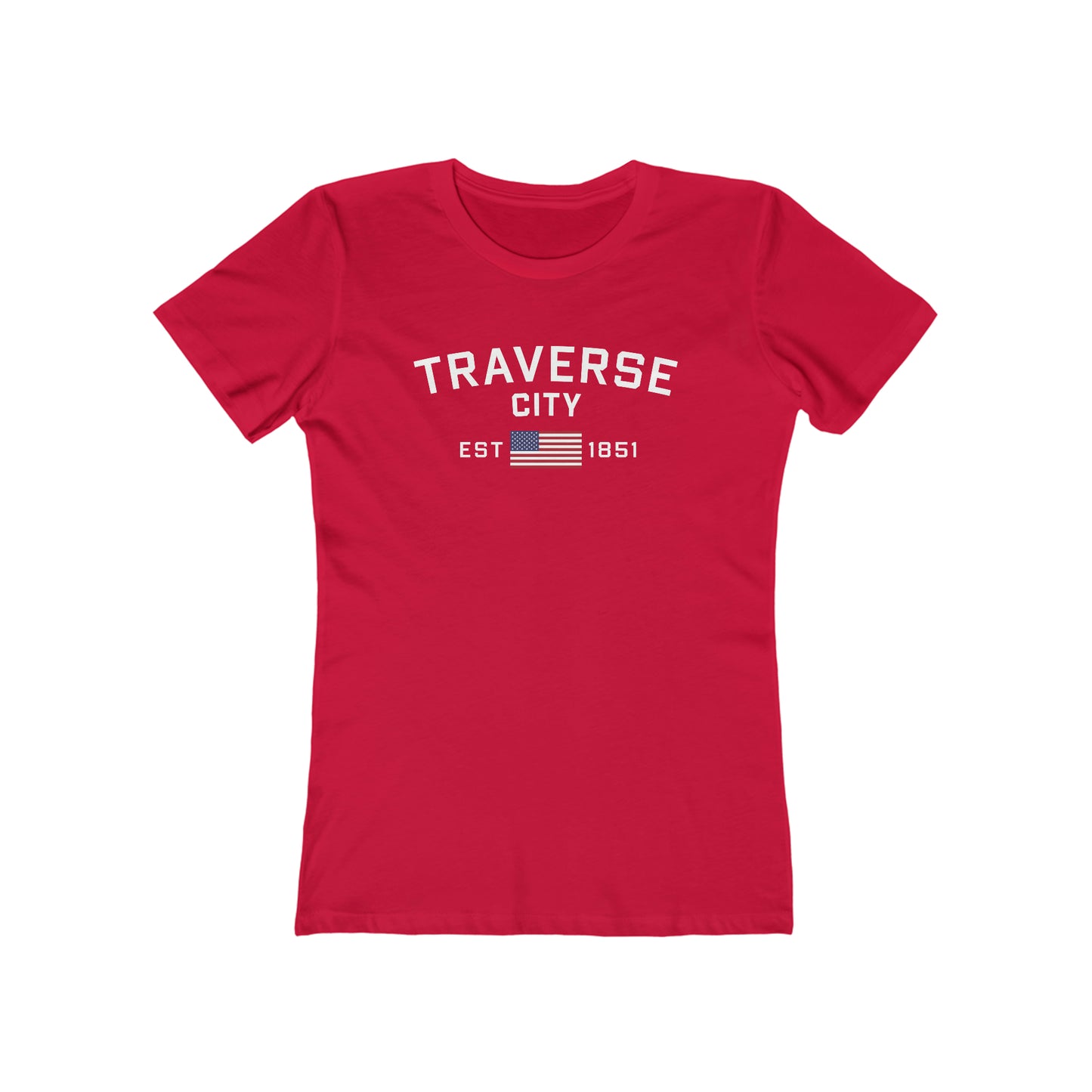 'Traverse City EST 1851' (w/USA Flag Outline) | Women's Boyfriend Cut