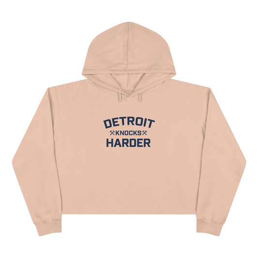 'Detroit Knocks Harder' Hoodie | Women's Cropped Relaxed Fit