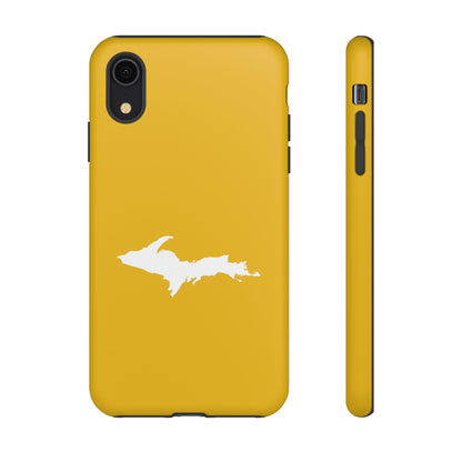 Michigan Upper Peninsula Tough Phone Case (Gold Color w/ UP Outline) | Apple iPhone