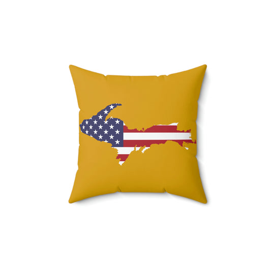 Michigan Upper Peninsula Accent Pillow (w/ UP USA Flag Outline) | Gold