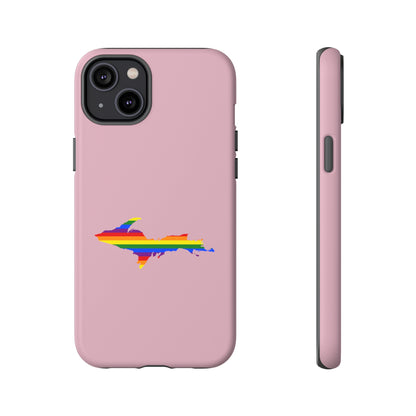 Michigan Upper Peninsula Tough Phone Case (Pink w/ UP Pride Flag Outline) | Apple iPhone