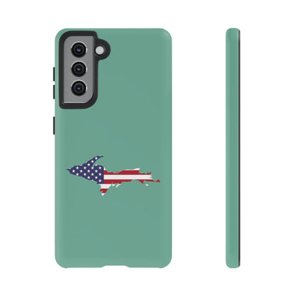 Michigan Upper Peninsula Tough Phone Case ('64 Metallic Mint Green w/ UP USA Flag Outline) | Samsung & Pixel Android