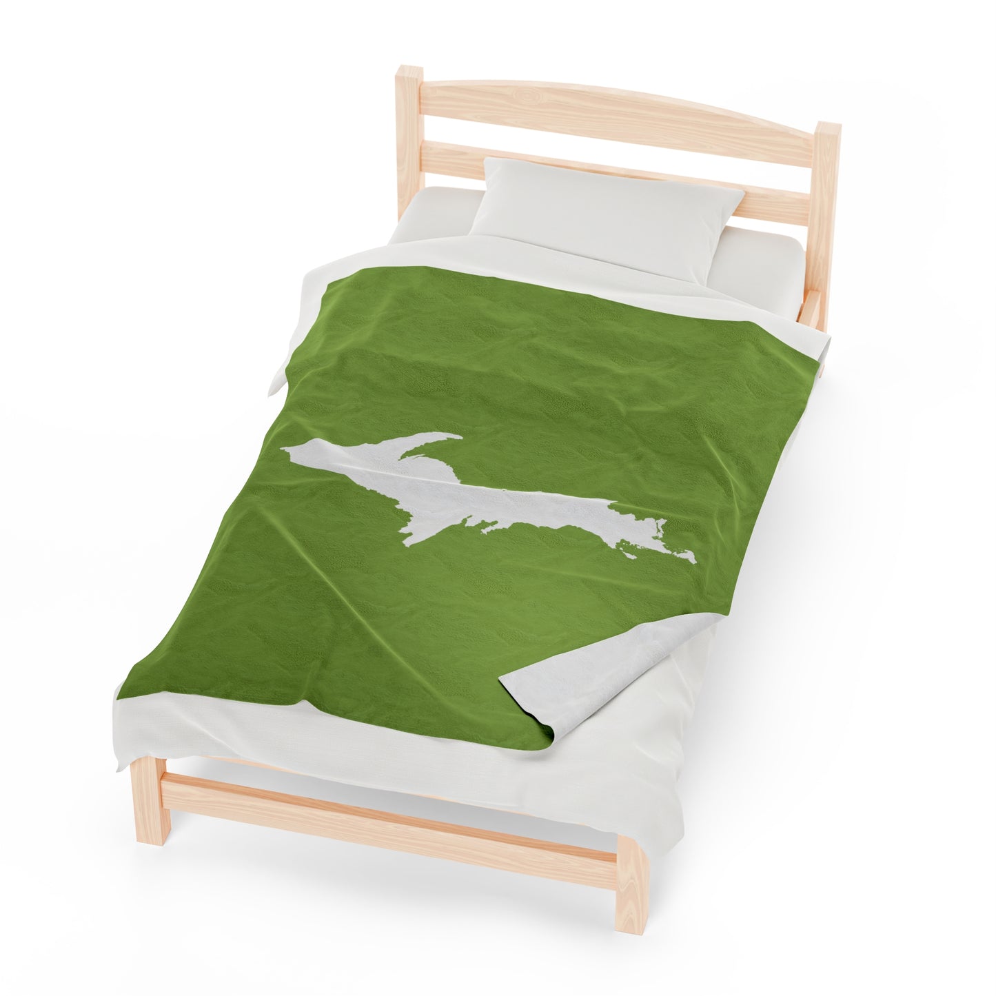 Michigan Upper Peninsula Plush Blanket (w/ UP Outline) | Gooseberry Green