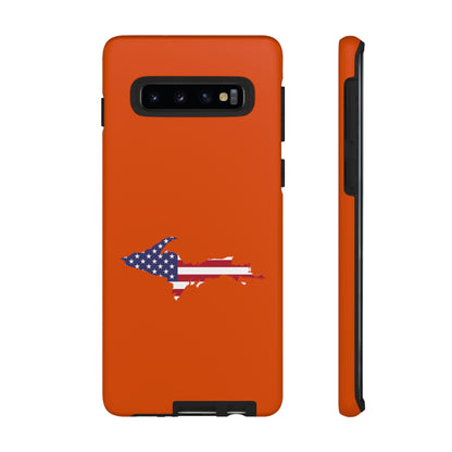 Michigan Upper Peninsula Tough Phone Case (Maple Leaf Orange w/ UP USA Flag Outline) | Samsung & Pixel Android