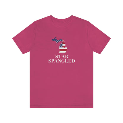 Michigan 'Star Spangled' T-Shirt (w/ MI USA Flag Outline) | Unisex Standard Fit