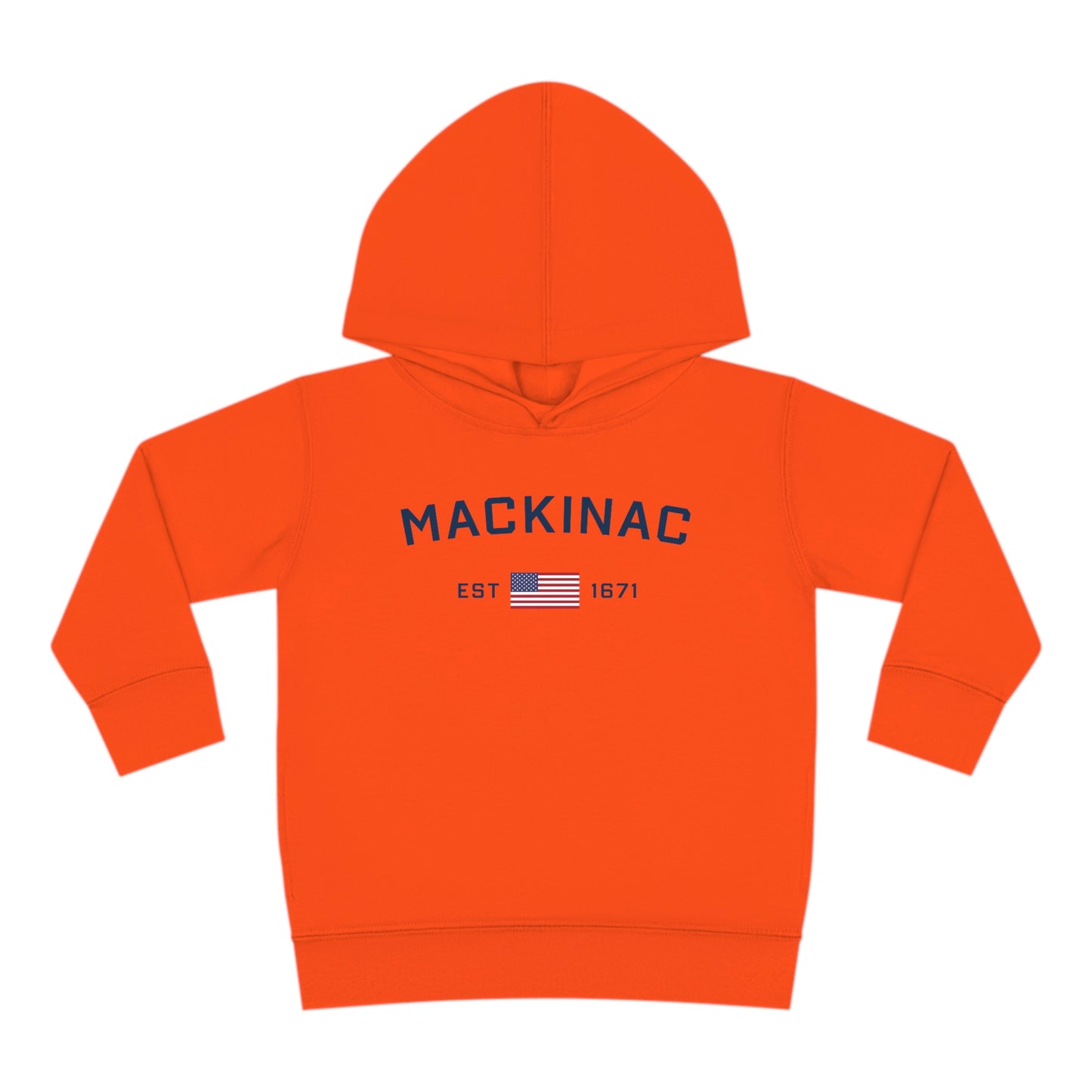 'Mackinac EST 1671' Hoodie (w/USA Flag Outline) | Unisex Toddler