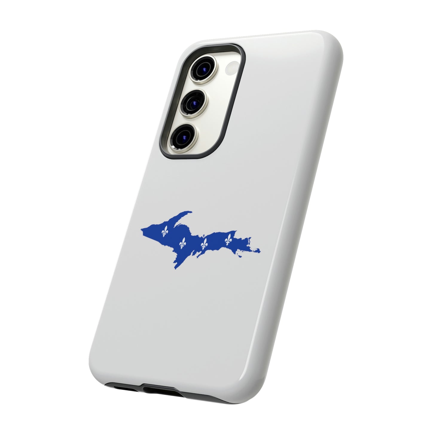 Michigan Upper Peninsula Tough Phone Case (Birch Bark White w/ UP Quebec Flag Outline) | Samsung & Pixel Android