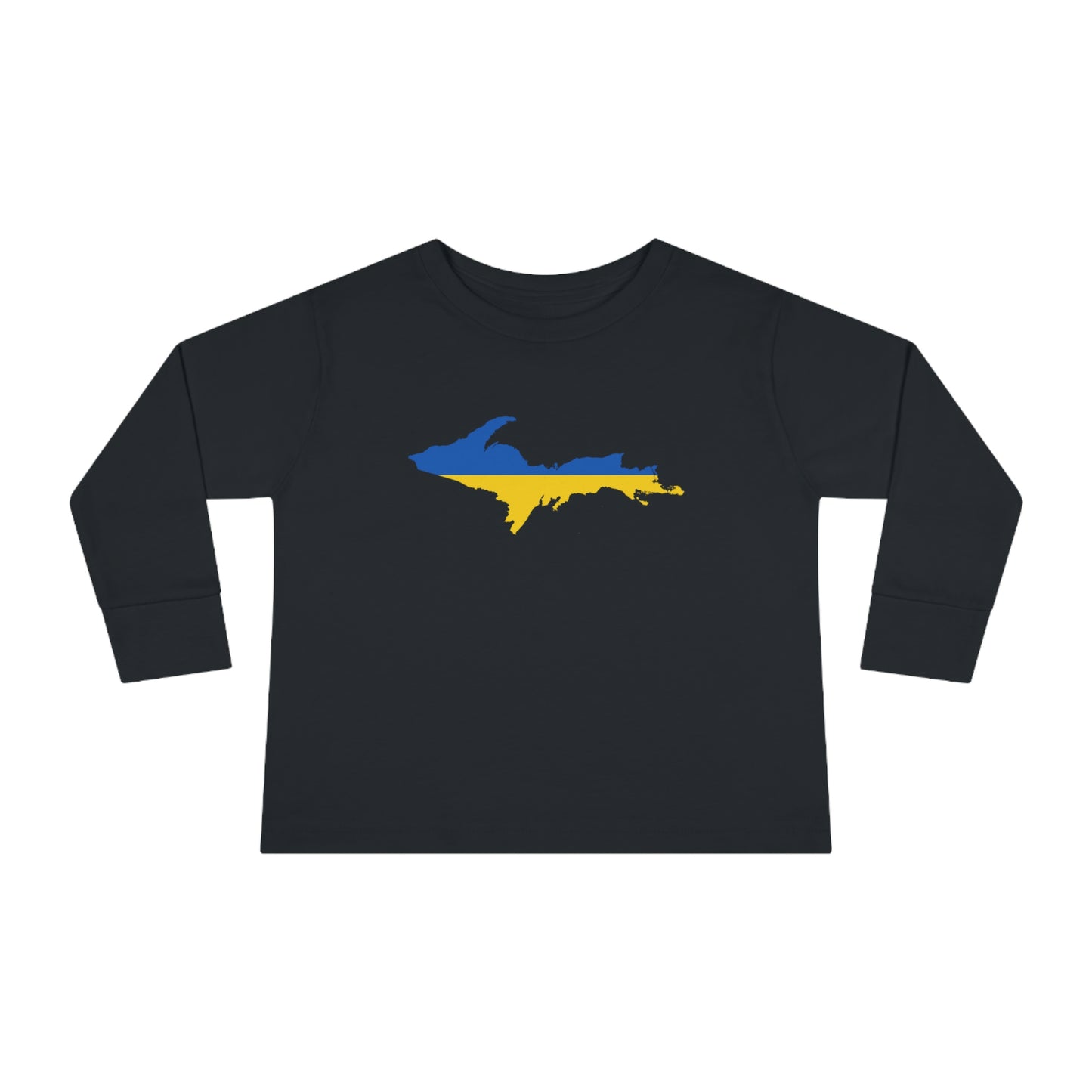 Michigan Upper Peninsula T-Shirt (w/ UP Ukraine Flag Outline) | Toddler Long Sleeve