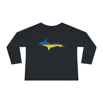Michigan Upper Peninsula T-Shirt (w/ UP Ukraine Flag Outline) | Toddler Long Sleeve
