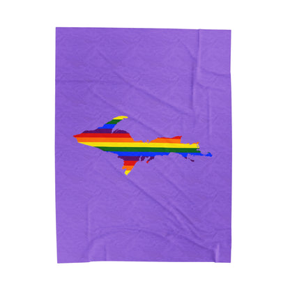 Michigan Upper Peninsula Plush Blanket (w/ UP Pride Flag Outline) | Lavender