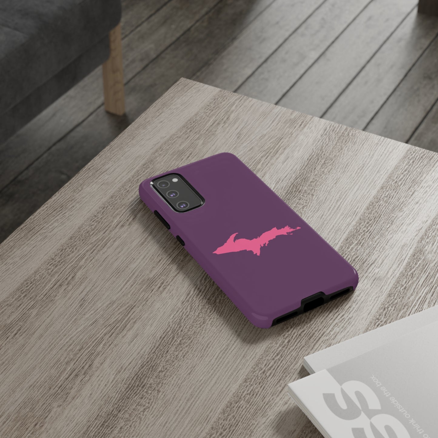 Michigan Upper Peninsula Tough Phone Case (Plum w/ Pink UP Outline) | Samsung & Pixel Android