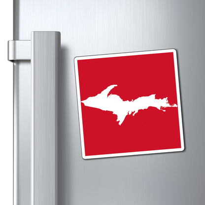 Michigan Upper Peninsula Square Magnet (Red w/ UP Outline)