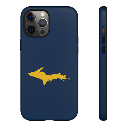 Michigan Upper Peninsula Tough Phone Case (Navy w/ Gold UP Outline) | Apple iPhone