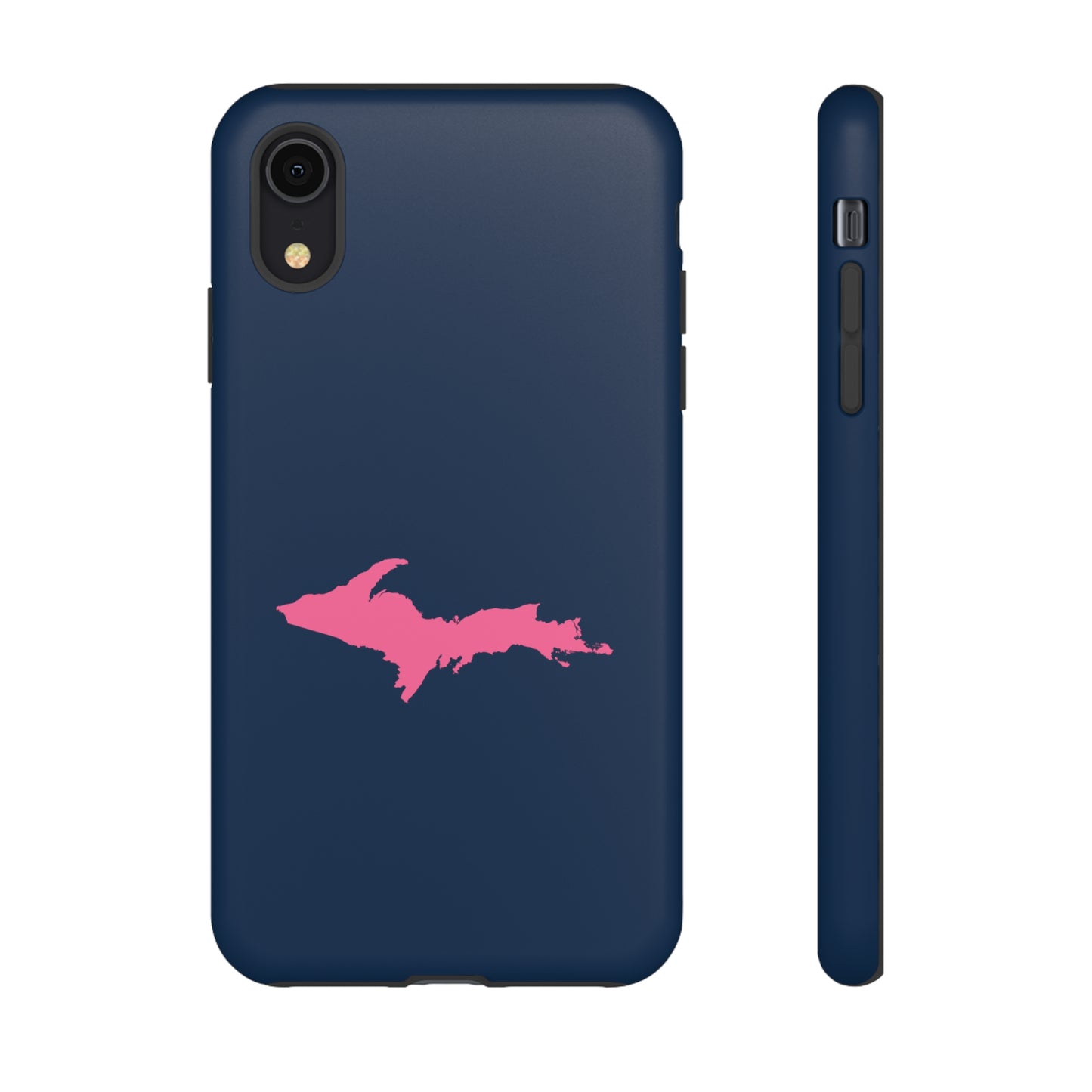 Michigan Upper Peninsula Tough Phone Case (Navy w/ Pink UP Outline) | Apple iPhone