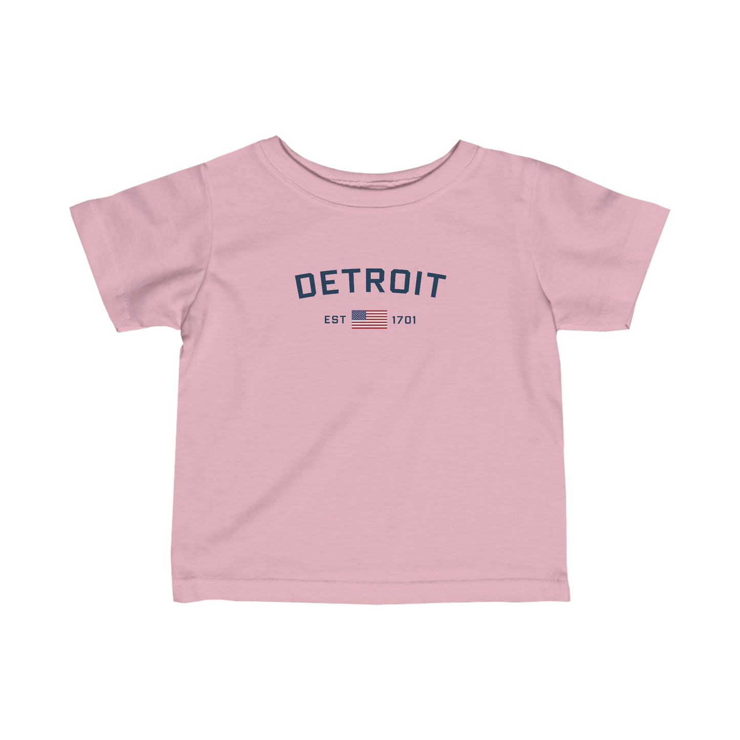 'Detroit EST 1701' T-Shirt (w/USA Flag Outline) |  Infant Short Sleeve