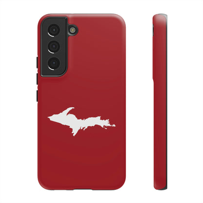 Michigan Upper Peninsula Tough Phone Case (Thimbleberry Red w/ UP Outline) | Samsung & Pixel Android